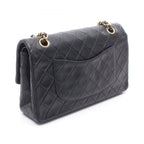 Chanel Shoulder Bag Quilted Double Flap Black Lambskin Chain — view 2