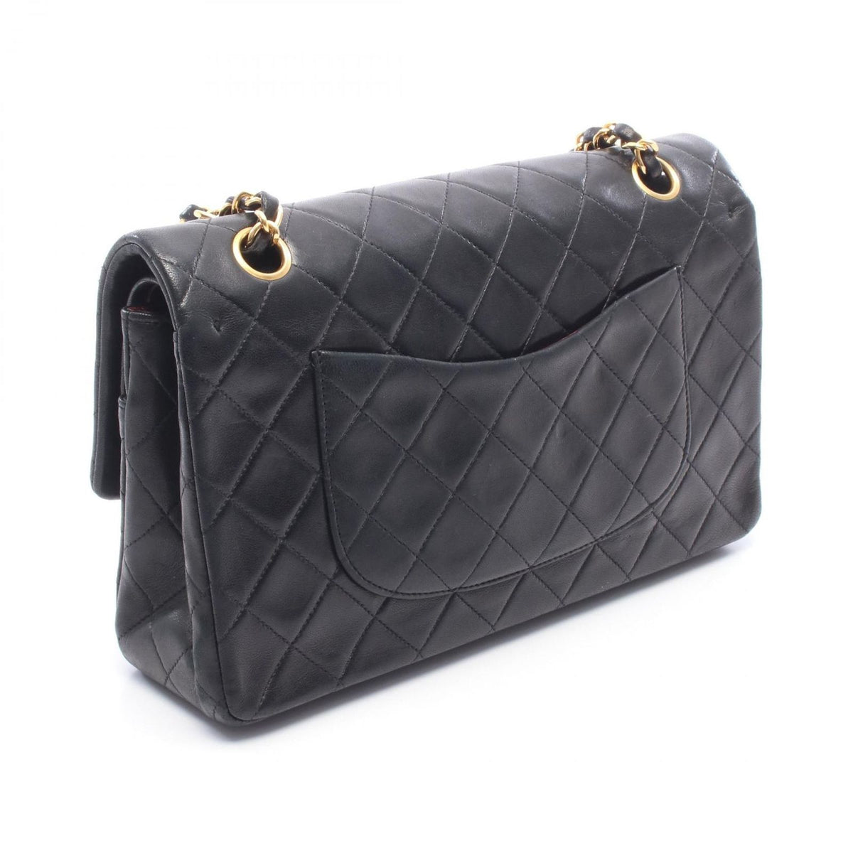 Chanel Shoulder Bag Quilted Double Flap Black Lambskin Chain — view 2