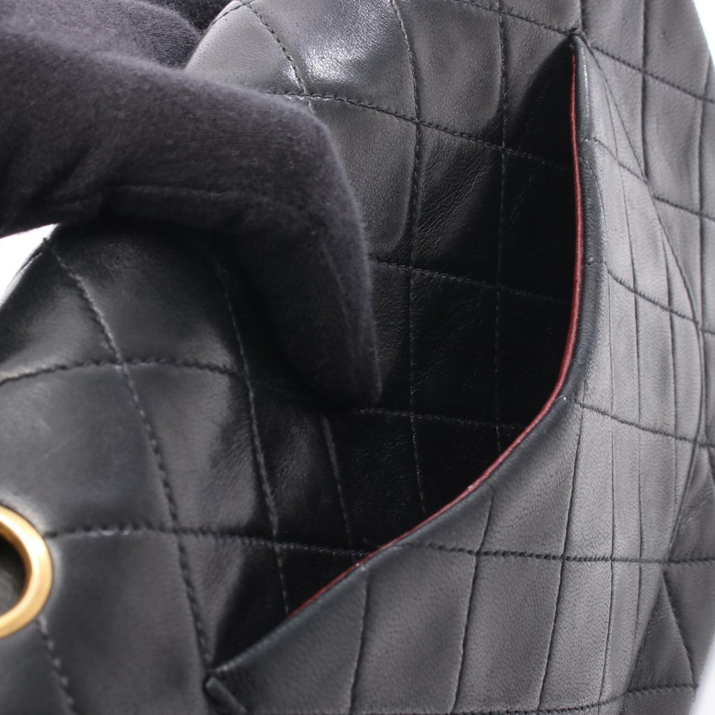 Chanel Shoulder Bag Quilted Double Flap Black Lambskin Chain — view 8