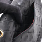 Chanel Shoulder Bag Quilted Double Flap Black Lambskin Chain — view 8