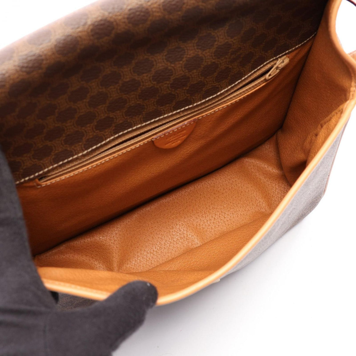 Celine Shoulder Bag Macadam Camel Dark Brown Leather Gancini — view 3