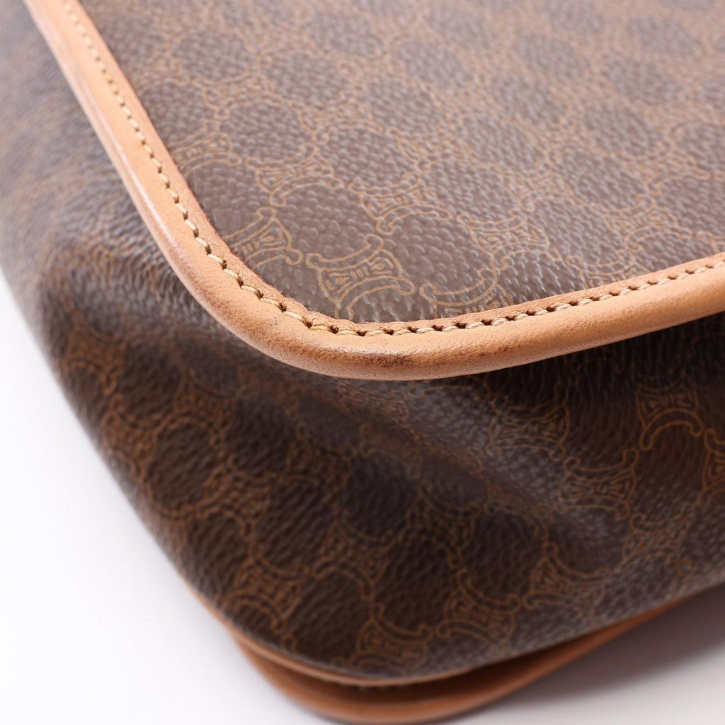 Celine Shoulder Bag Macadam Camel Dark Brown Leather Gancini — view 7