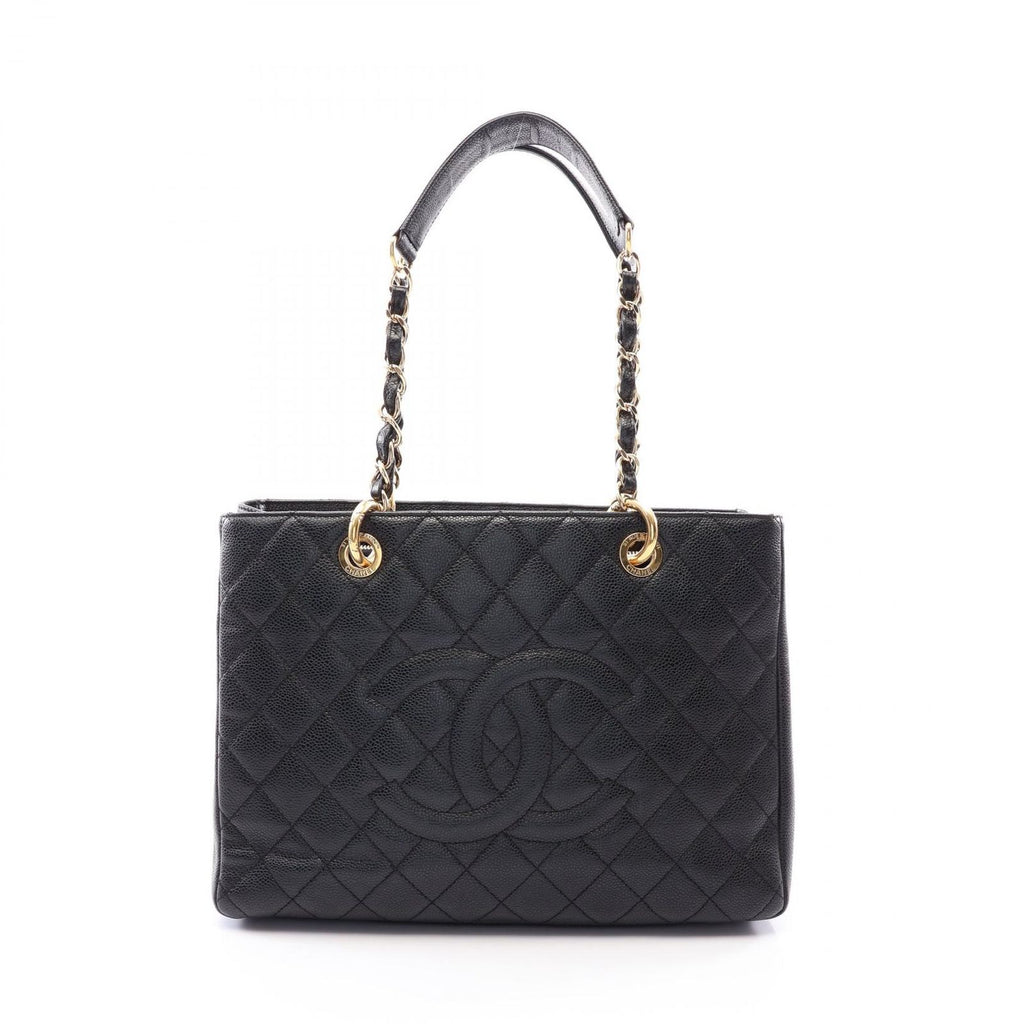 Chanel Tote Bag Quilted Grand Shopping GST Black Caviar Leather GST Chain