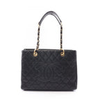 Chanel Tote Bag Quilted Grand Shopping GST Black Caviar Leather GST Chain
