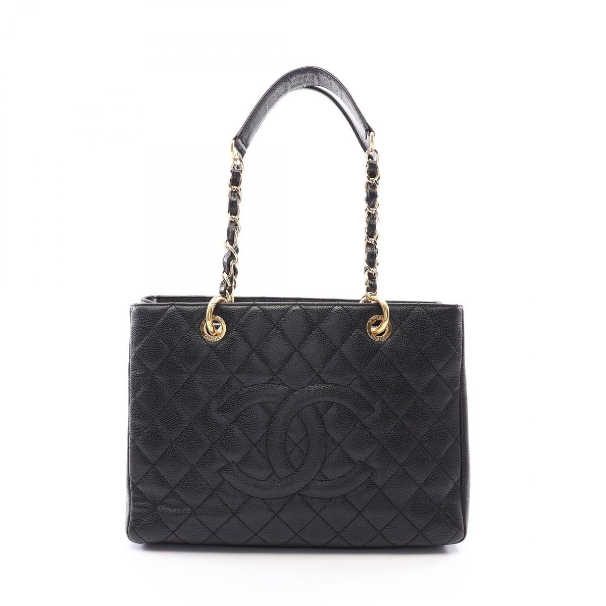 Chanel Tote Bag Quilted Grand Shopping GST Black Caviar Leather GST Chain