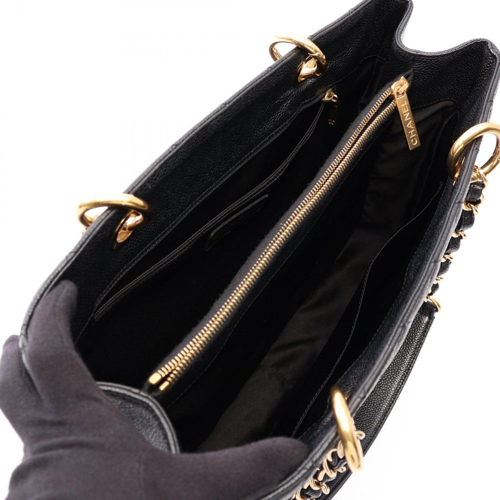 Chanel Tote Bag Quilted Grand Shopping GST Black Caviar Leather GST Chain — view 3