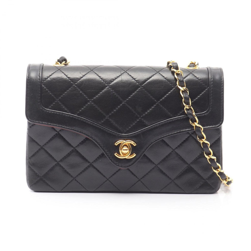 Chanel Shoulder Bag Quilted Black Lambskin Small Flap Chain