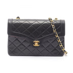 Chanel Shoulder Bag Quilted Black Lambskin Small Flap Chain