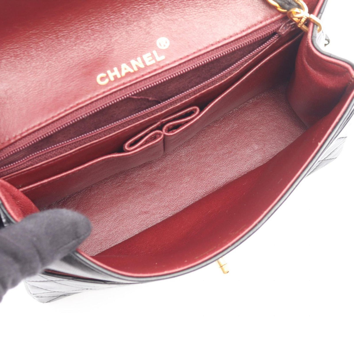Chanel Shoulder Bag Quilted Black Lambskin Small Flap Chain — view 3