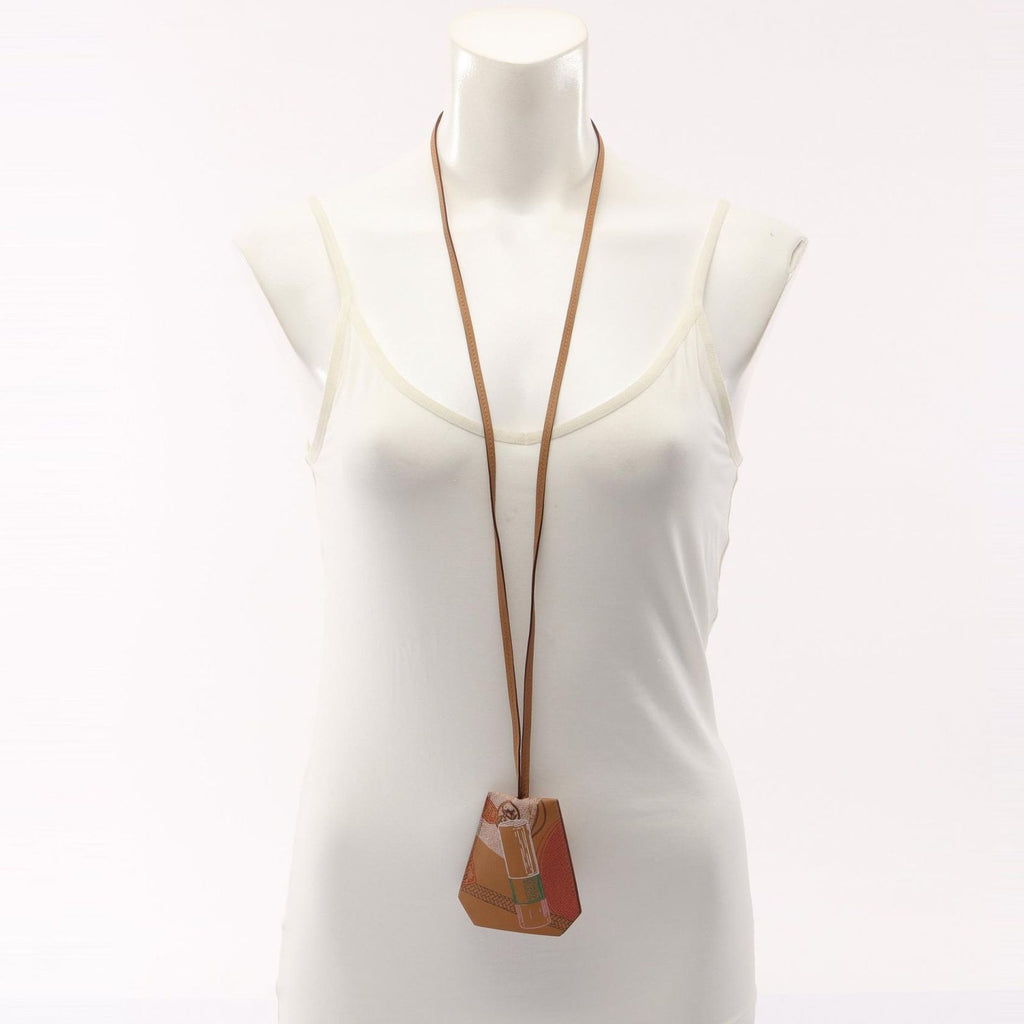 Hermes Necklace Clochette in and Out with Key Ring Brown Leather — view 6