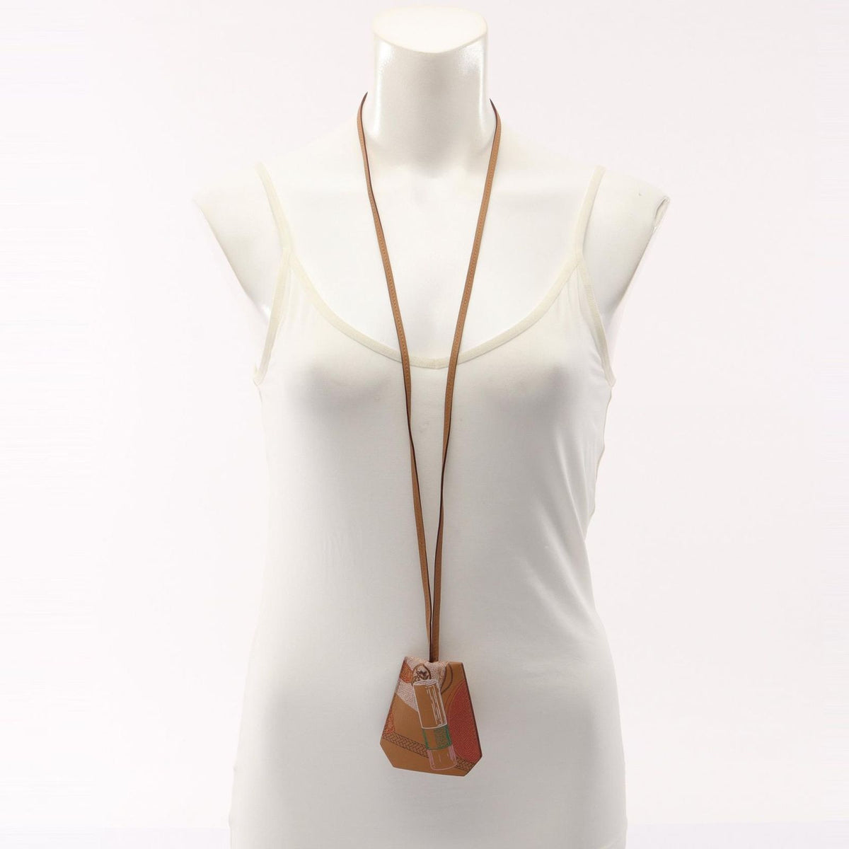 Hermes Necklace Clochette in and Out with Key Ring Brown Leather — view 6