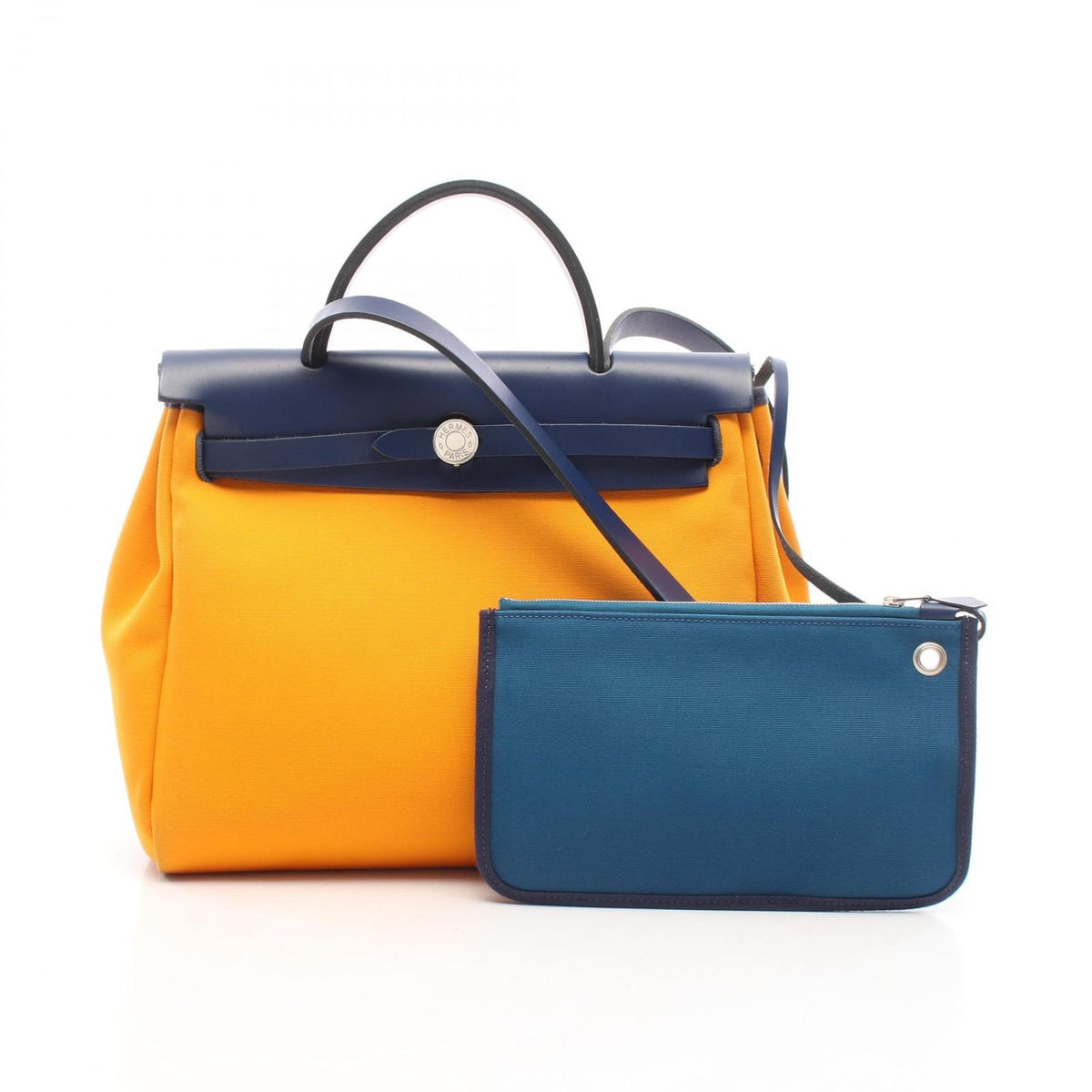 Hermes Handbag Herbag Zip PM Jaune D'or Blue Izmir PM Retourne Izumi