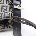 Fendi Shoulder Bag Zucchino Navy Ivory Canvas Leather — view 5