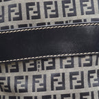 Fendi Shoulder Bag Zucchino Navy Ivory Canvas Leather — view 8