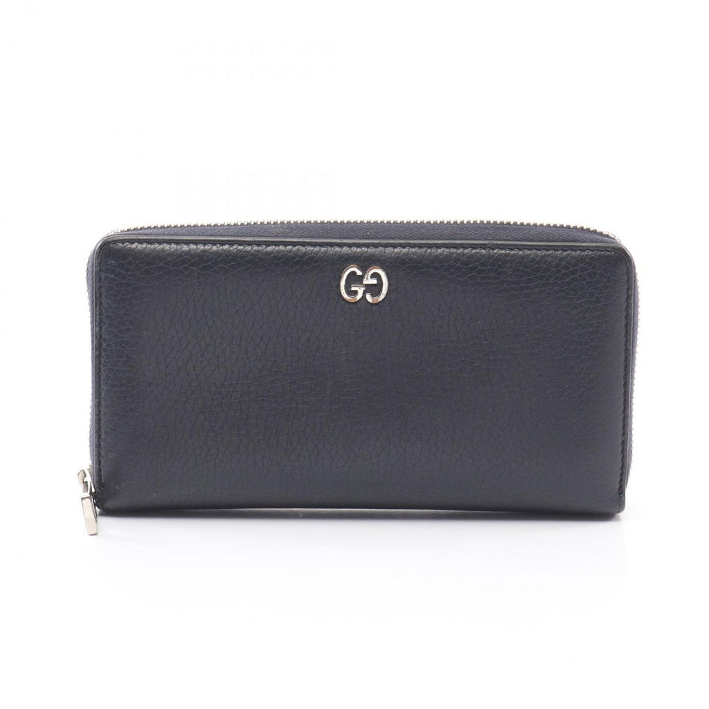 Gucci Round Wallet GG Metal Navy Leather