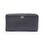 Gucci Round Wallet GG Metal Navy Leather