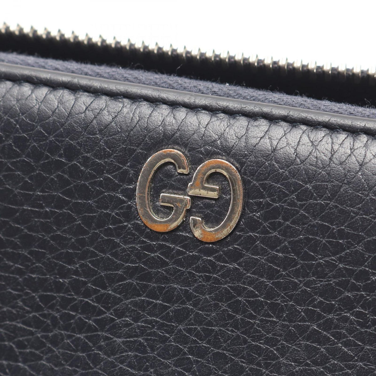 Gucci Round Wallet GG Metal Navy Leather — view 7