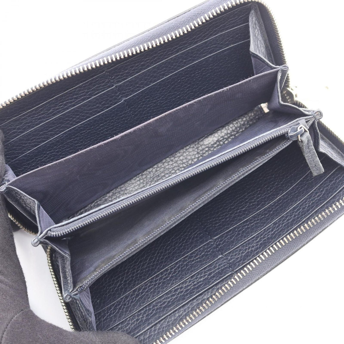 Gucci Round Wallet GG Metal Navy Leather — view 3