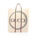 Gucci Tote Bag Ouroboros Ivory Navy Red Canvas Square