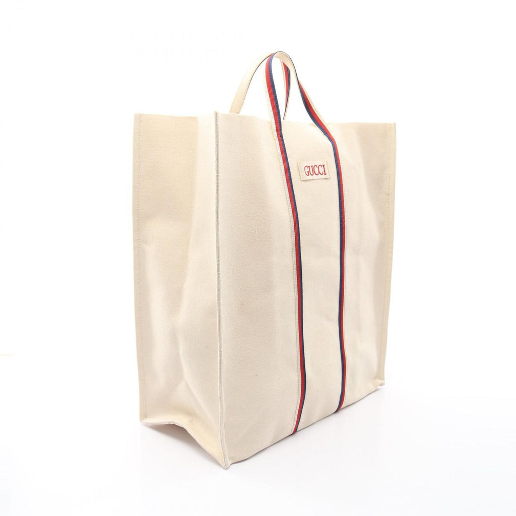 Gucci Tote Bag Ouroboros Ivory Navy Red Canvas Square — view 2