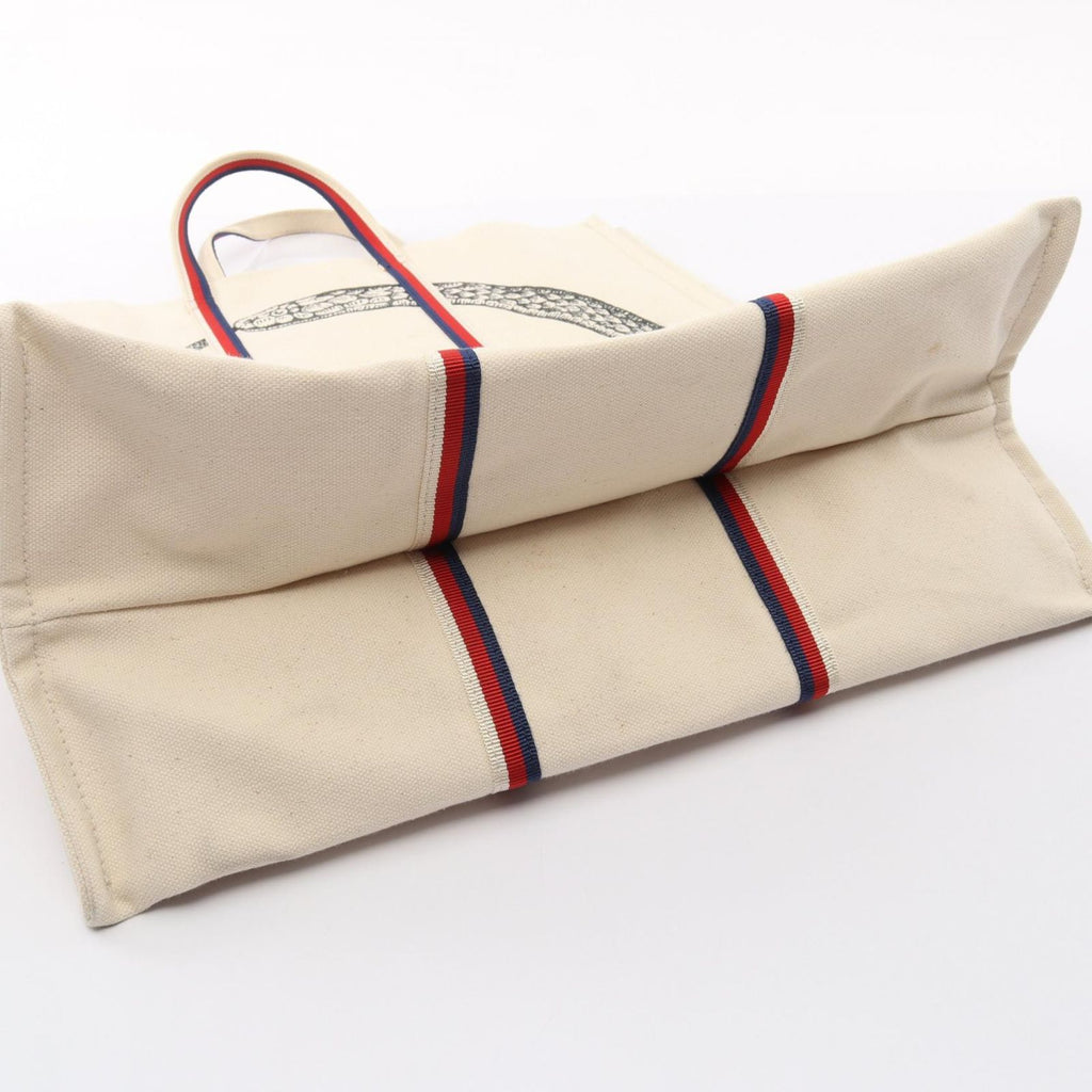 Gucci Tote Bag Ouroboros Ivory Navy Red Canvas Square — view 7