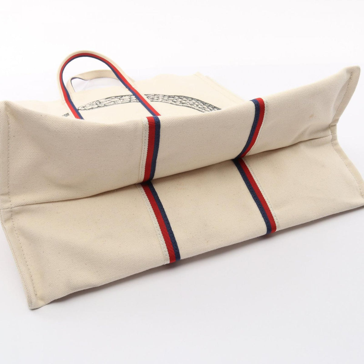 Gucci Tote Bag Ouroboros Ivory Navy Red Canvas Square — view 7