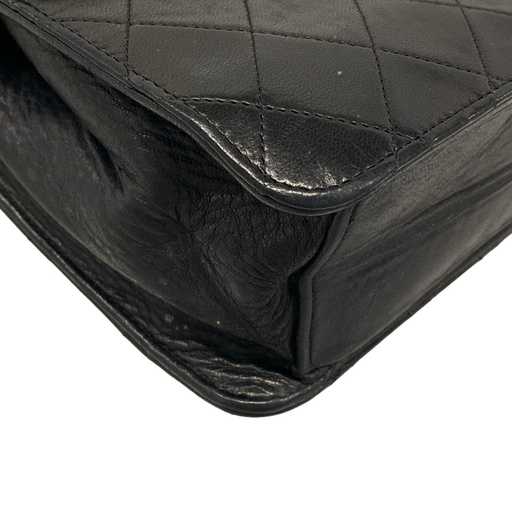 Chanel Shoulder Bag Quilted Black Chain Gold Push Lock Flap Lambskin — view 6