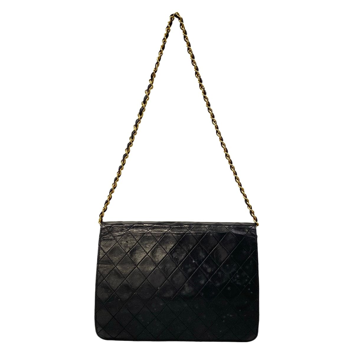 Chanel Shoulder Bag Quilted Black Chain Gold Push Lock Flap Lambskin — view 3