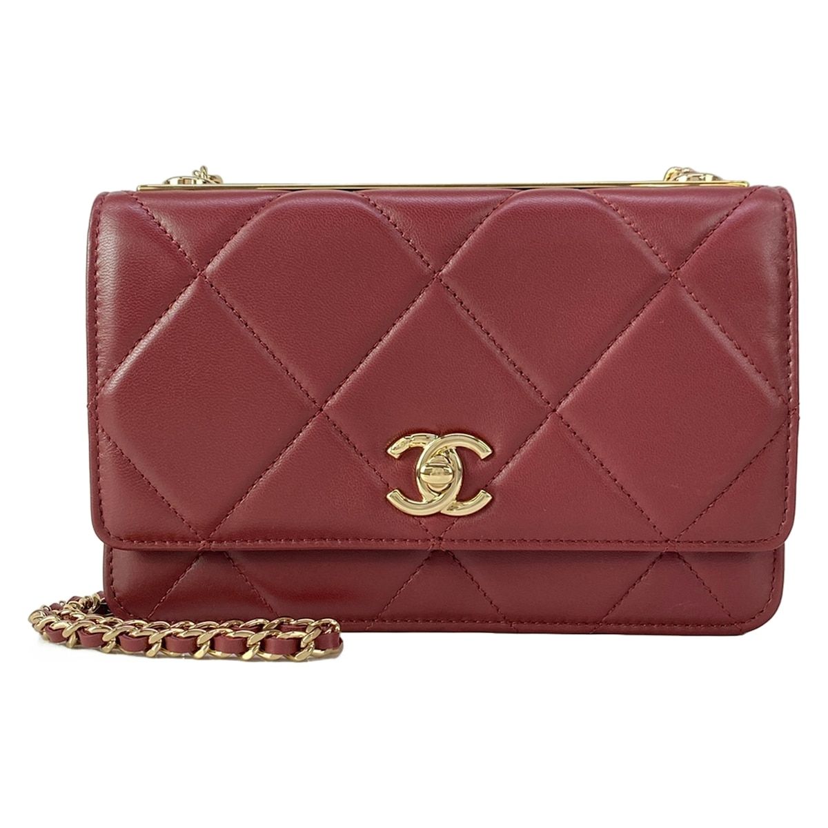 Chanel Wallet Quilted Trendy CC Bordeaux Chain Gold Lambskin Shoulder Bag