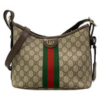 Gucci Shoulder Bag Ophidia Beige Dark Brown Leather