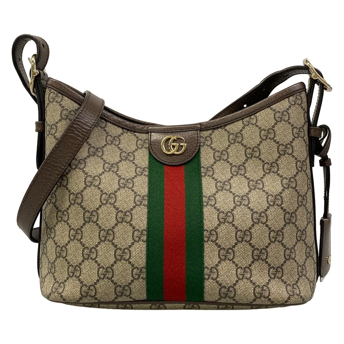 Gucci Shoulder Bag Ophidia Beige Dark Brown Leather