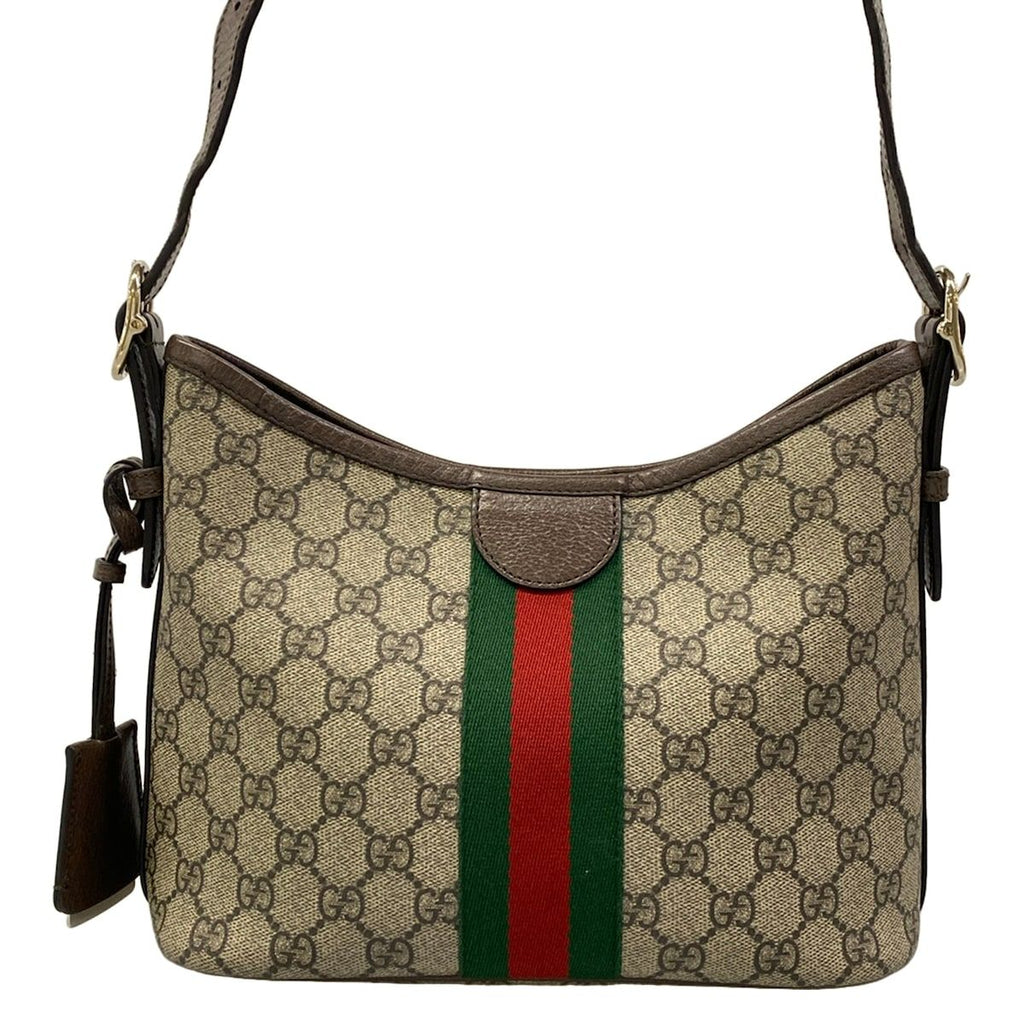 Gucci Shoulder Bag Ophidia Beige Dark Brown Leather — view 3