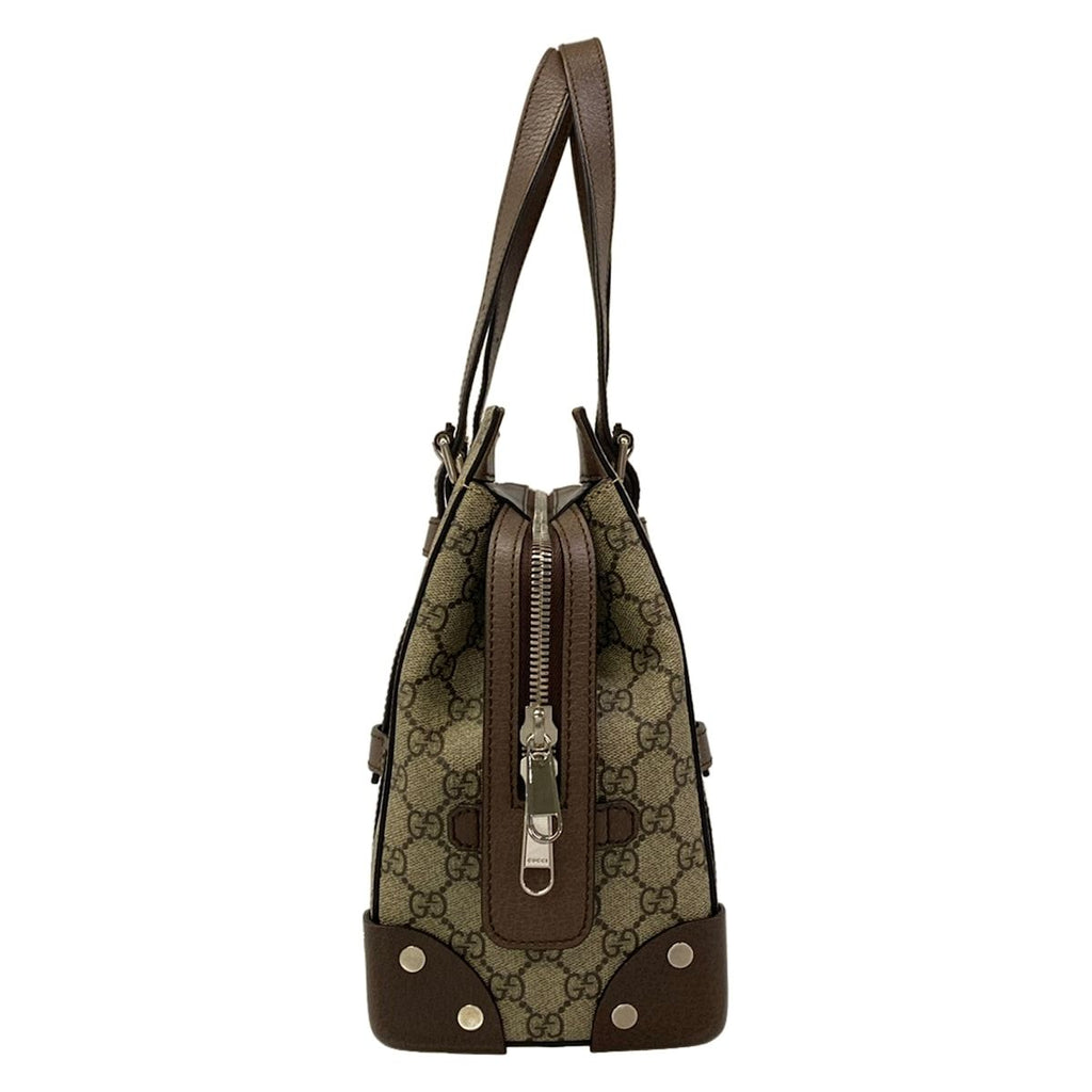 Gucci Handbag Beige Dark Brown Leather — view 2