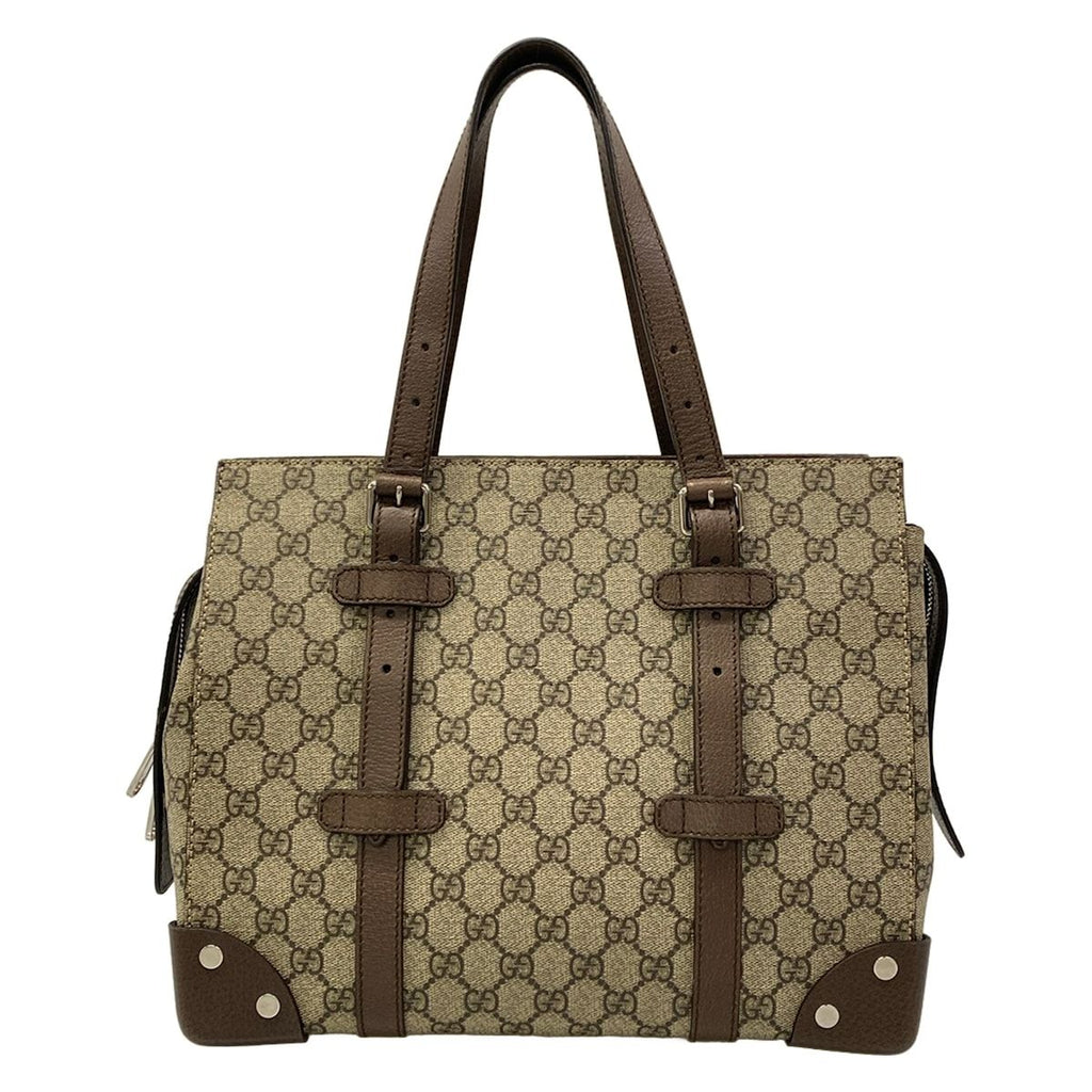 Gucci Handbag Beige Dark Brown Leather