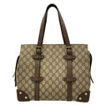 Gucci Handbag Beige Dark Brown Leather