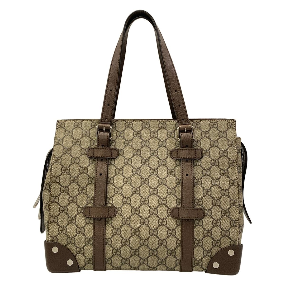 Gucci Handbag Beige Dark Brown Leather