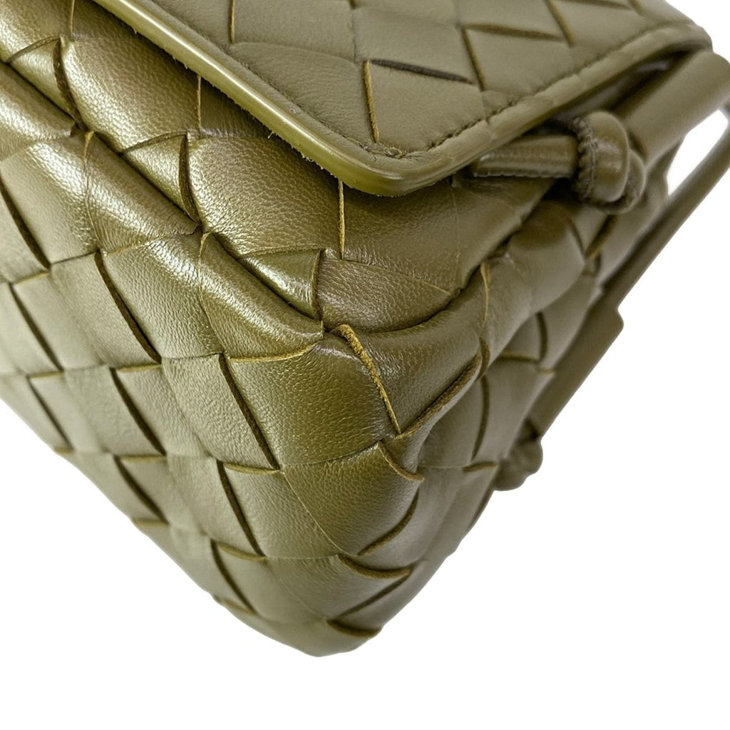 Bottega Veneta Shoulder Bag Intrecciato Khaki Leather — view 6