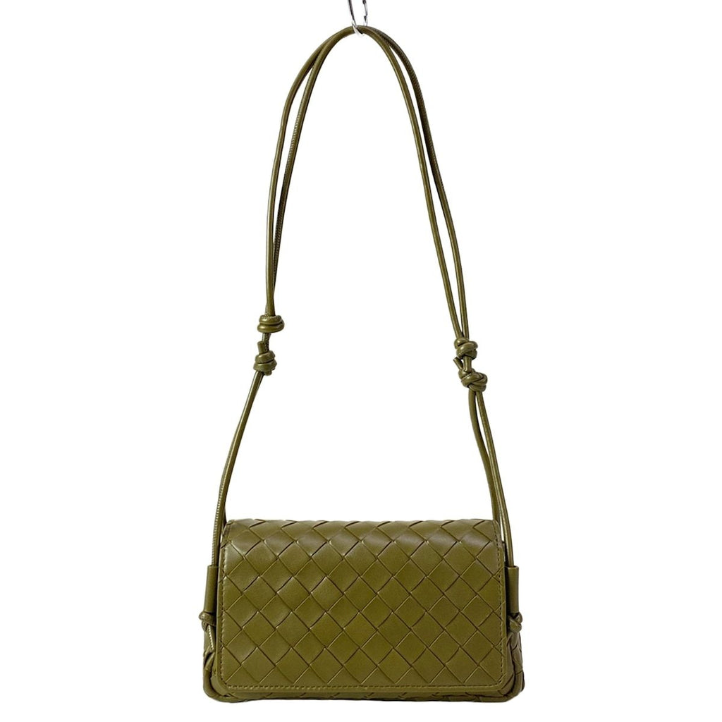 Bottega Veneta Shoulder Bag Intrecciato Khaki Leather