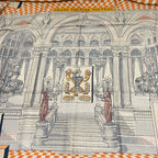 Hermes Shawl Carre 140 Beige Orange Multi Grand Theater Nouveau Cashmere Silk — view 4