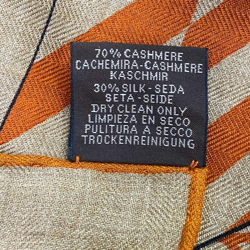 Hermes Shawl Carre 140 Beige Orange Multi Grand Theater Nouveau Cashmere Silk — view 3