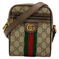 Gucci Shoulder Bag Ophidia Beige Dark Brown Leather
