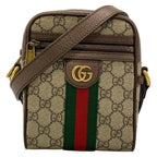 Gucci Shoulder Bag Ophidia Beige Dark Brown Leather