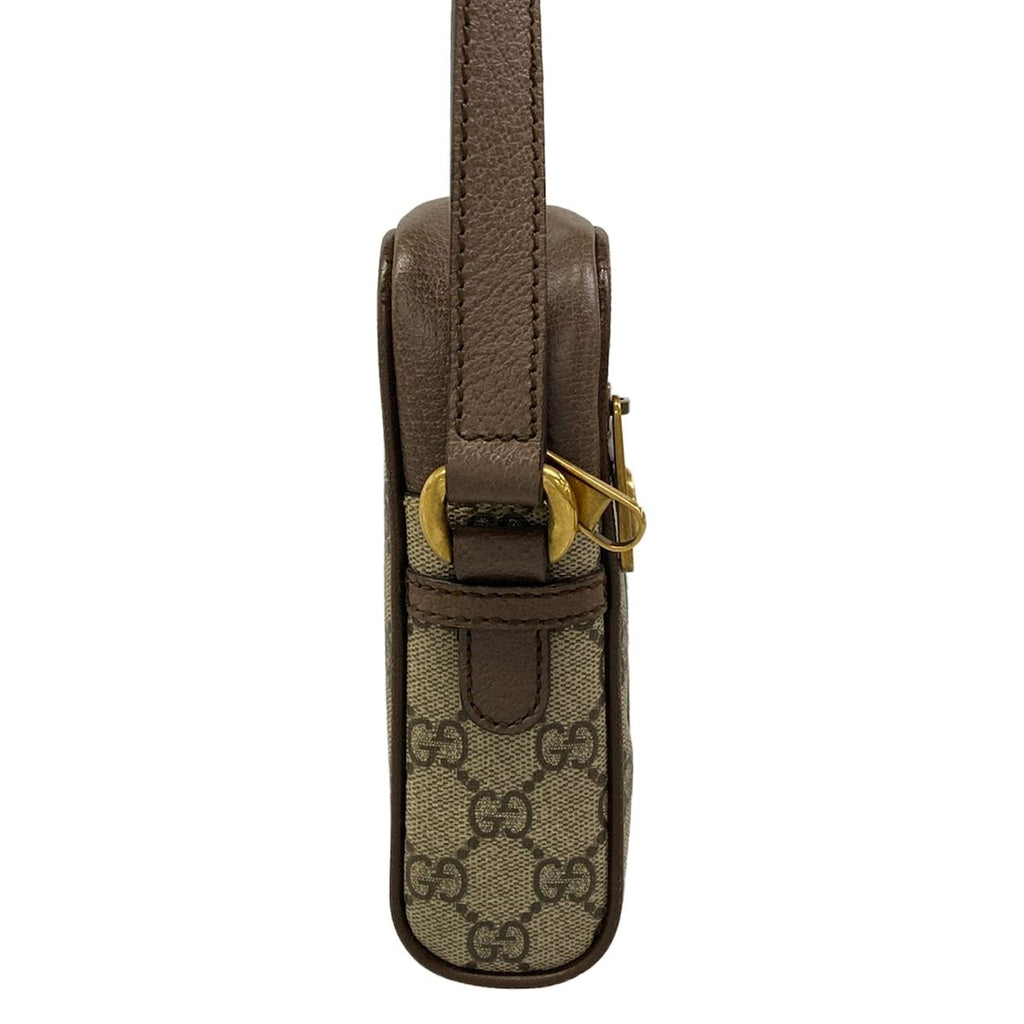 Gucci Shoulder Bag Ophidia Beige Dark Brown Leather — view 2
