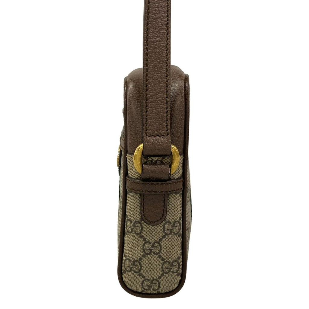 Gucci Shoulder Bag Ophidia Beige Dark Brown Leather — view 4