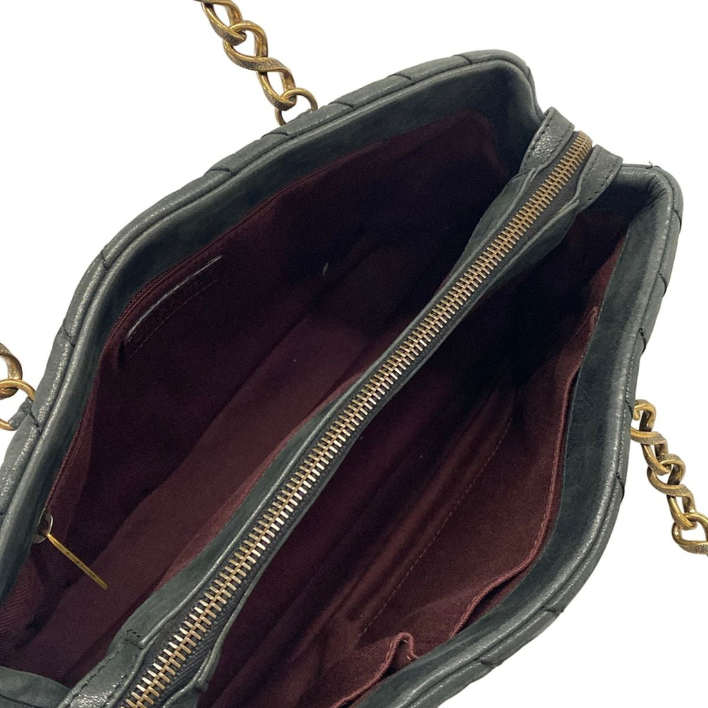 Chanel Tote Bag V-stitch Navy Chain Shoulder Vintage Gold Leather — view 7