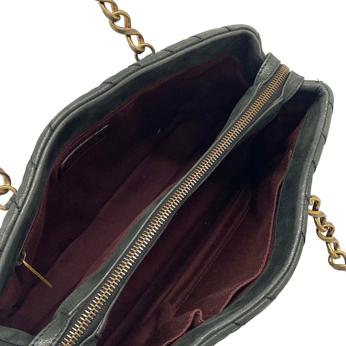 Chanel Tote Bag V-stitch Navy Chain Shoulder Vintage Gold Leather — view 7