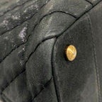 Chanel Tote Bag V-stitch Navy Chain Shoulder Vintage Gold Leather — view 6