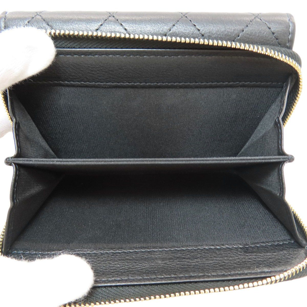 Chanel CC Logo Quilted Gold Bifold Wallet Calfskin — view 6