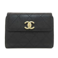 Chanel CC Logo Quilted Gold Bifold Wallet Calfskin