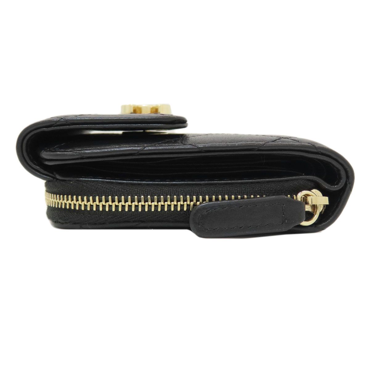 Chanel CC Logo Quilted Gold Bifold Wallet Calfskin — view 3